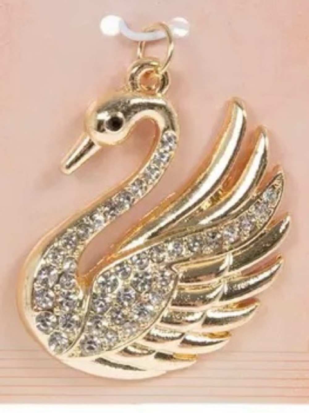 (4) Rhinestone Swan Pendant